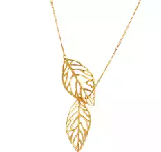 Y Drop Leaf Necklace, Brass 18k gold plated jewelry for women, Handmade Jewelry
